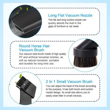 Набір насадок для пилососа BUZIFU 7 шт. 32-35 мм: універсальні насадки для меблів, матраців та щілин. Сумісні з Kärcher, Miele, Siemens, AEG, Bosch, Panasonic, Philips.