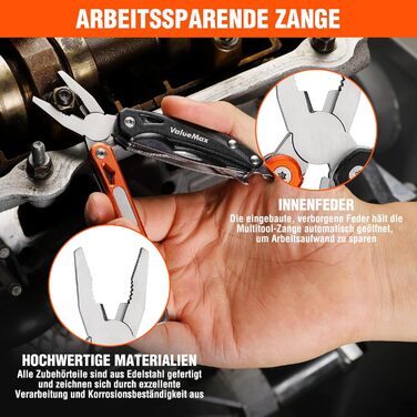 Мультитул ValueMax 9-в-1: мультиінструмент з плоскогубцями та ножем для кемпінгу та ремонту