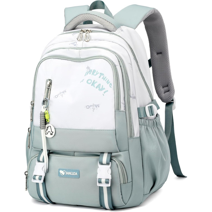 Шкільний рюкзак для підлітка, 36L, для дівчаток 3-9 клас, великий стильний рюкзак для ноутбука 16 дюймів, повсякденний, сумісний з візком (світло-блакитний)