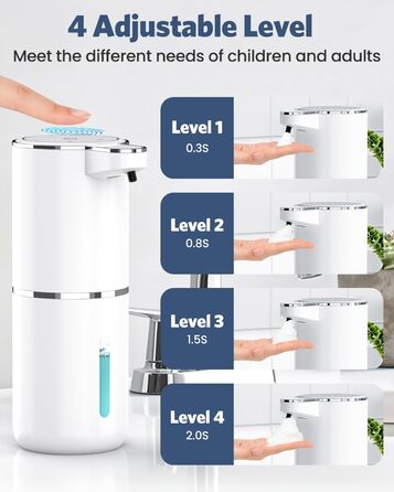 Автоматичний диспенсер мила HAPPHOOH, 380 мл, сенсорний, USB, водонепроникний, для кухні, ванної, школи, готелю, пінистий