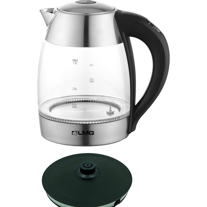 Електричний чайник Smaragdgrün: 1.8 л, 2200 Вт, LED-дисплей, 13 температурних режимів (40-100°C), скло та нержавіюча сталь