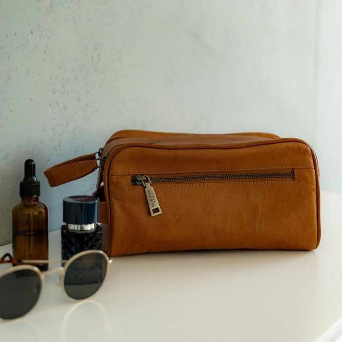 Шкіряна косметичка для подорожей Berliner Bags Vintage Kulturbeutel Tim XL, унісекс несесер для аксесуарів та гігієни, коричневий