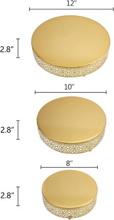 Набір підставок для тортів Hedume (3 шт.), металеві, круглі - для вечірок, свят, днів народжень
