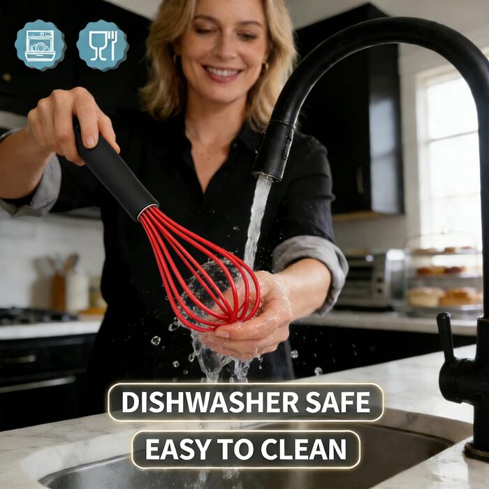 Набір міксерів Anaeat з силікону, 3 шт. – міцний сталевий дріт всередині, стійкий до високих температур. Ідеально підходить для посуду з антипригарним покриттям. Для збивання, змішування, приготування. (Червоний) 21 см + 26 см + 30 см