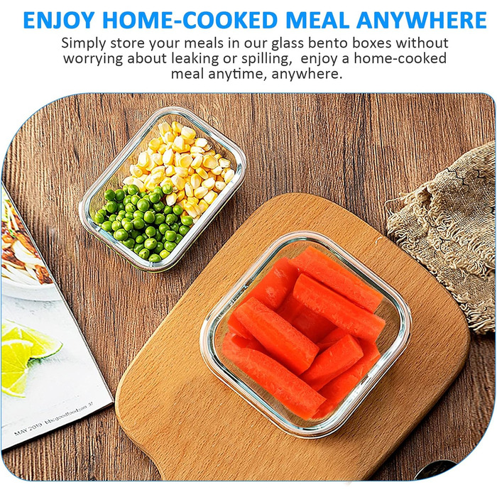 Набір скляних контейнерів Komuee 24 шт. для зберігання продуктів, з кришкою, BPA-free, для мікрохвильової печі та посудомийної машини (12 контейнерів та 12 кришок, блакитні)