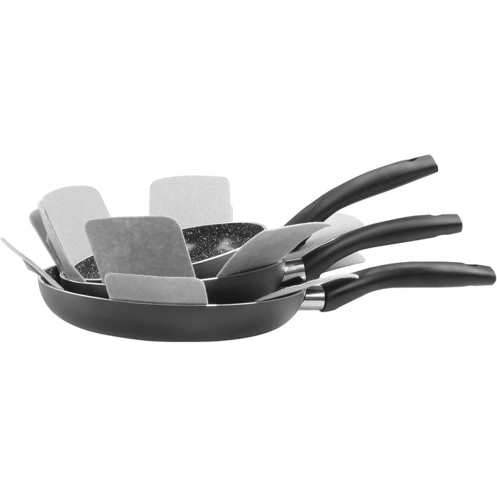 STONELINE Ceramic Cookware Set, 16-Piece, 18/20/24/28 cm Pots and Pans, PFAS-Free, Cookware Set with Lids, Ceramic Coating with Real Stone Particles, Grey, 16-Piece