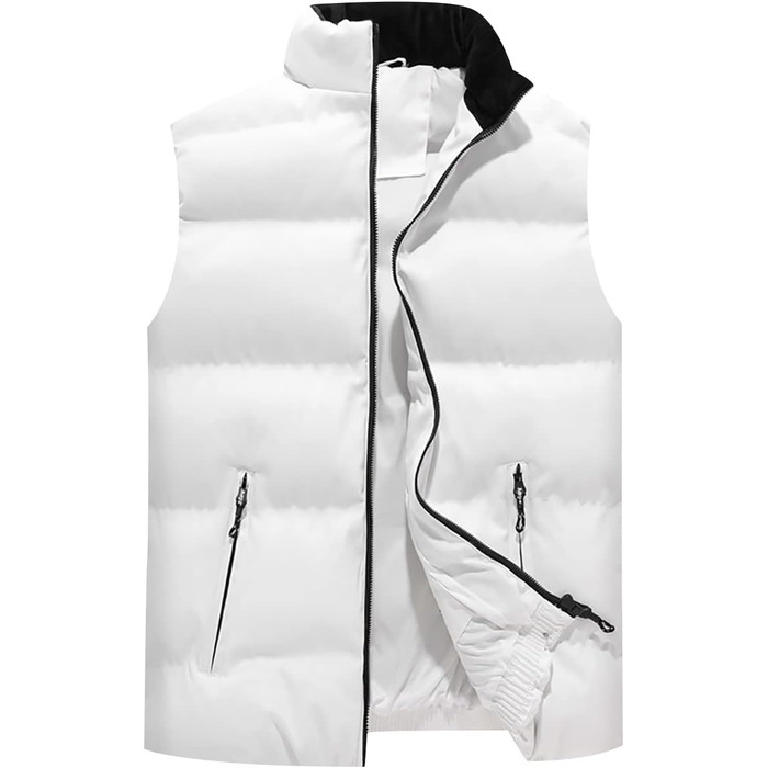 Чоловічий зимовий жилет з утеплювачем, без рукавів, теплий, oversize, для чоловіків (XXL, білий)