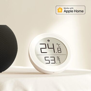 Qingping Thermometer Hygrometer Sensor works with HomeKit (iOS only) via Thread or Bluetooth, wireless indoor temperature and humidity monitor with E-Ink display