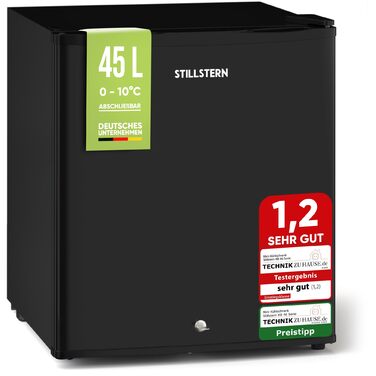 Міні-холодильник Stillstern E 45L з автоматичною відтавкою, замком, морозильною камерою, тихий, для кухні, офісу, спальні, готелів та маленьких квартир. Холодильник, міні-бар, R600A, чорний