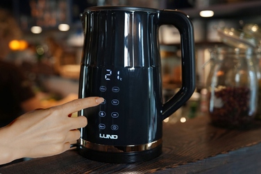 Електричний чайник LUND 2200 Вт, 1,7 л, чорний, з регулюванням температури 40-100°C