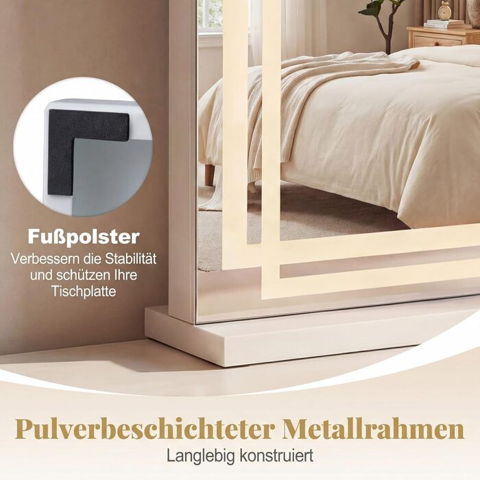 Дзеркало для макіяжу COSTWAY з підсвіткою, 3 режими світла, 5-кратне збільшення, сенсорне керування, поворотне на 360°, Голлівудське дзеркало (80 x 14 x 62 см)