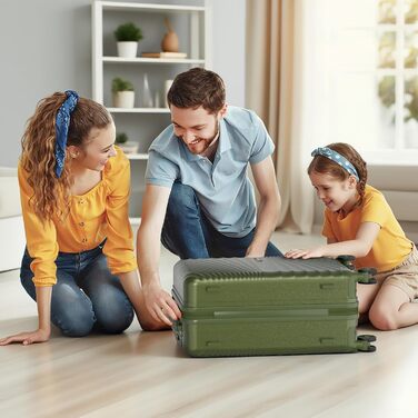 Набір валіз Joyway 6шт з жорстким корпусом, легкий, з 4 колесами та TSA-замком. Включає багатофункціональну сумку та косметичку. Колір: зелений