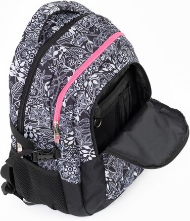 Ергономний шкільний рюкзак Budmil для хлопчиків та дівчаток 32L - для підлітків та дітей від 5 класу - водонепроникний, з 3 відділеннями та вентильованою спинкою, Edwin White Flower