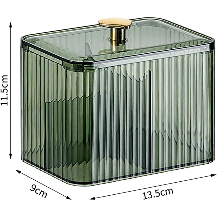 Контейнер для ватних паличок Veki з кришкою, прозорий контейнер для ватних дисків, тримач для ватних паличок для ванної кімнати, органайзер для косметики (зелений)