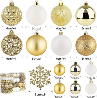 86 шт. прикраси для ялинки SY CRAFT: ялинкові кулі, сніжинки, подарункові пакети (золотий)