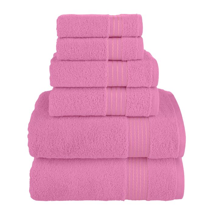 Набір рушників Elegant Comfort Premium Cotton з турецької бавовни, 6 предметів (2 рушники для обличчя, 2 рушники для рук, 2 банні рушники), світло-рожевий