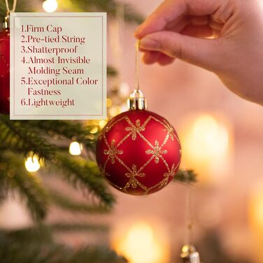 Набір прикрас на ялинку Valery Madelyn 20 шт. 6 см, пластик, червоно-золотий, з гачками