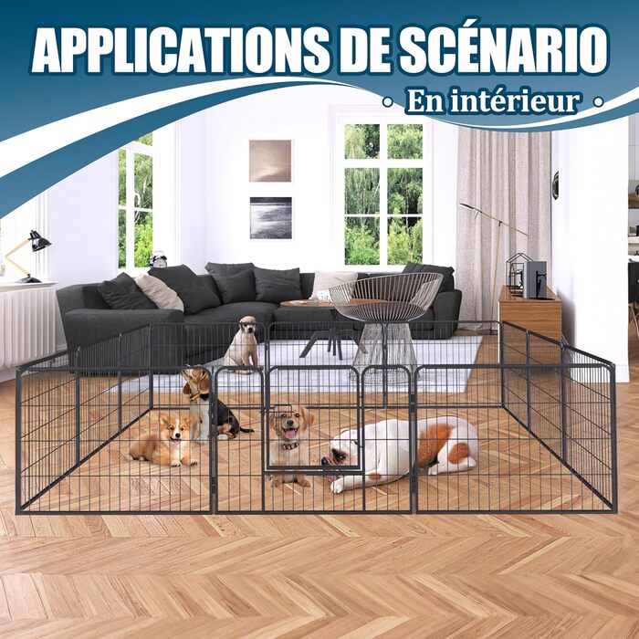 Загін для собак, комплект з 8 панелей, 80 x 60 см, зона відпочинку для собак та домашніх тварин, для використання в приміщенні та на вулиці