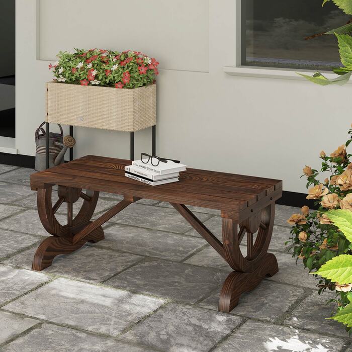 Outsunny дерев'яна лавка для саду, стійка до погодних умов, 98 x 50 x 39,5 см, рустикальна лавка для саду, довговічна та стильна