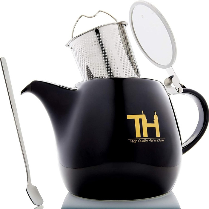 Design Teapot with Stovetop Set - Double-Walled Porcelain Construction - 1.2L Volume - Handmade Porcelain Ceramic Teapot - New Lid - Removable Infuser - 2023 Model (1.2 Liters)