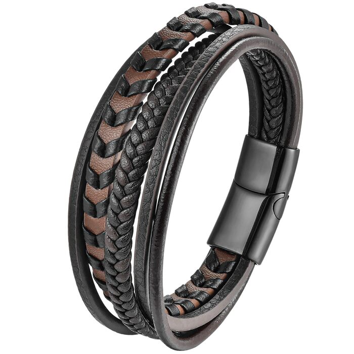 Чоловічий шкіряний браслет ручної роботи, коричнево-блакитний, 21 см, ідеальний подарунок на День батька, чоловічий аксесуар