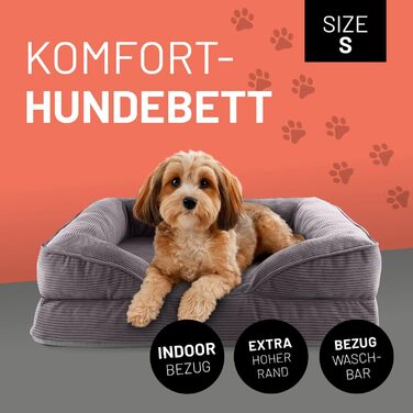 Ортопедичне ліжко для собак Lumaland з корду | зручне собаче ліжко-софа 70x60 см - для маленьких собак | неслизьке дно | знімний, пральний чохол | ліжко-кошик з Memory Foam