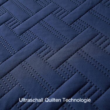 Beeweed Bedspread Throw Blanket 220x200cm Navy Blue, Bedspreads made of Microfiber, Quilted Throw Blanket Bed Cover Lightweight, Stepped Quilt with Ultrasonic Stitching and 2 Pillowcases, Basket Pattern Navy Blue 220 x 200 cm