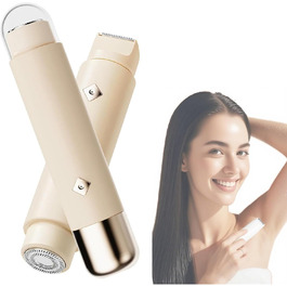 Електричний жіночий тример для бікіні, обличчя та тіла, IPX8, 2-в-1, вологостійкий, для чутливої шкіри (білий, персиковий)