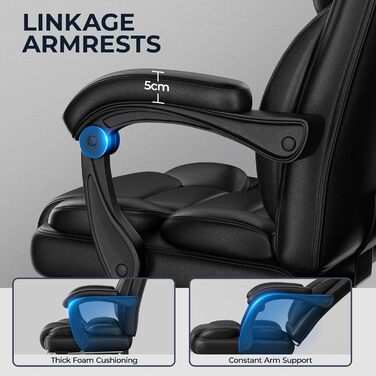Ергономічне крісло Yaheetech для офісу, керівника з підставкою для ніг, регульовані підлокітники, комп'ютерне крісло з високою спинкою, чорне
