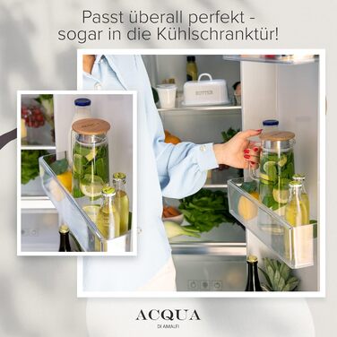 ACQUA DI AMALFI® Glass Carafe with Lid | Water Carafe 1.5 Liter | Glass Jug with Lid | Leak-proof & High-Quality | Glass Carafe ideal for Lemonade, Water & Tea (NEUTRAL/BAMBOO)