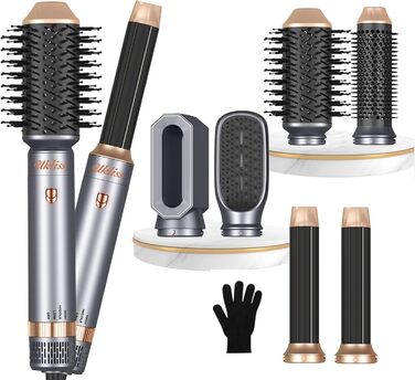 UKLISS Airstyler Pro 7-в-1: професійний фен-щітка з іонізацією, 1400 Вт, для укладання, створення локонів та випрямлення волосся (сірий)