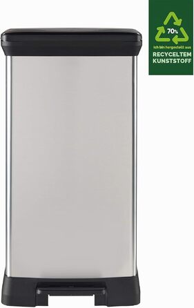 Сміттєвий кошик Curver Deco Bin Metallic's на 50 л з педаллю, пластиковий, сріблястий