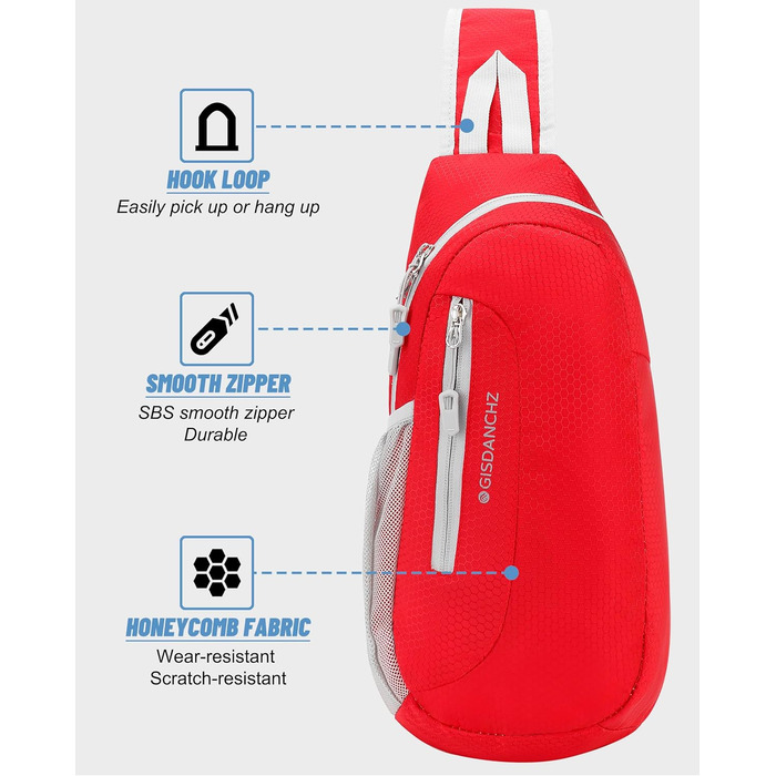 Сумка через плече Brusttasche для чоловіків та жінок, легка водонепроникна сумка через плече для подорожей, прогулянок, активного відпочинку, спорту. Червона