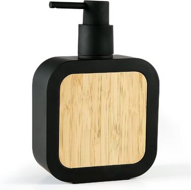 Дозатор для мила білий бамбук, 390 мл, для кухні, ванної кімнати, офісу, дозатор мила для миття посуду, чорний
