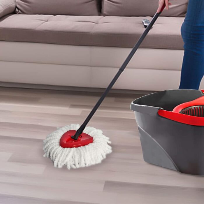 Spin Mop Replacement Head – EasyWring Mop Refill with Base, compatible with O-Cedar Triangle Spin Mop, Microfiber Mop Replacement Head, easy cleaning, floor wiper (white)