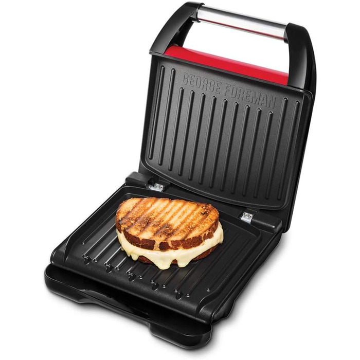George Foreman Family Size Contact Grill & Panini Press - 24x17cm (3 Portions) - Red Steel