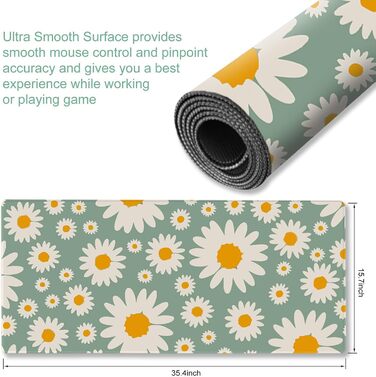 Килимок для миші та клавіатури з PU-шкіри, 90 x 40 см, XXL, вологостійкий, зелений (Ганчіркові гусенята)