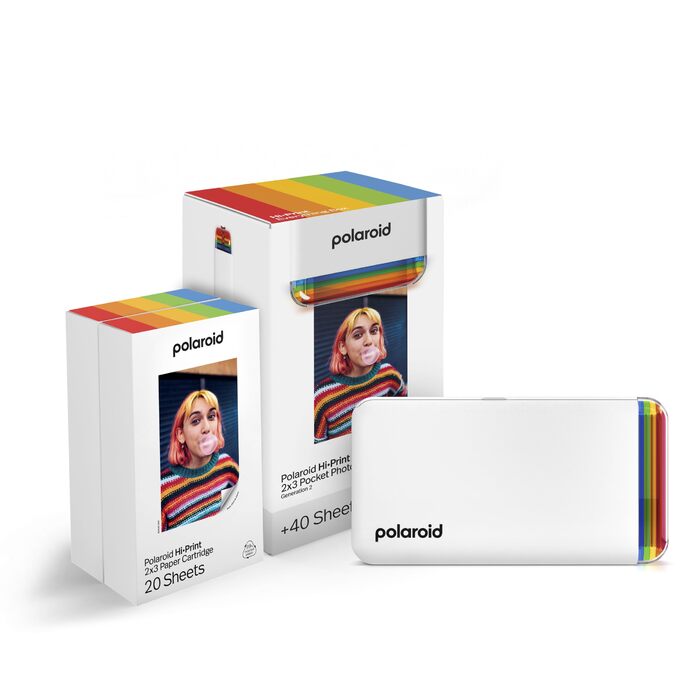 Polaroid Hi-Print 2-ге покоління: Портативний фотопринтер Bluetooth з плівкою (40 шт.) - Білий