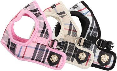 Puppia Junior - Plaid Dog Harness for Small Dogs - Soft Vest - Also Usable as a Puppy Harness - Anti-Pull Harness for Dogs, Beige, XS, PAMA-AH978 beige XS