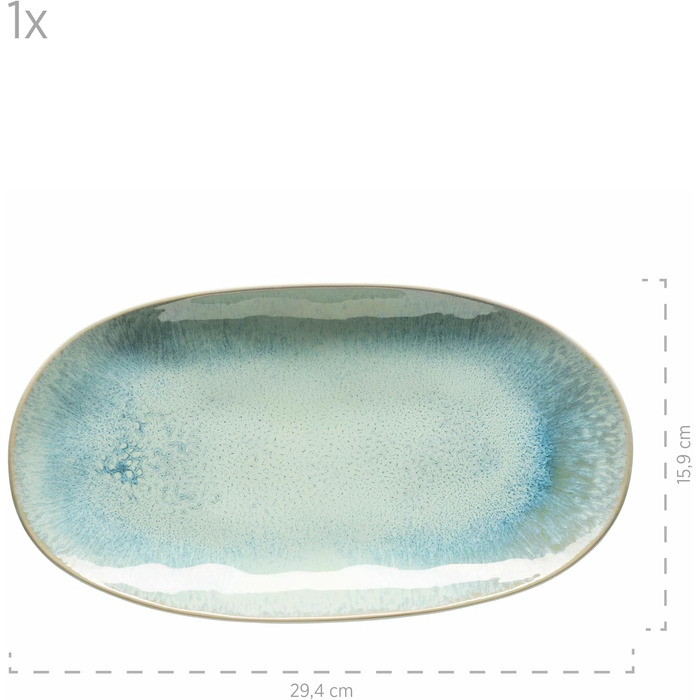 Mäser Serving Platter Set, Stoneware Frozen Green, 39.0 x 21.0 x 25.0 centimeters
