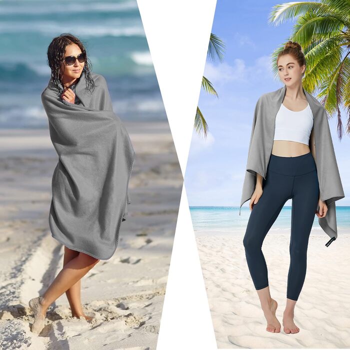 Рушники з мікрофібри для пляжу, сауни, фітнесу та йоги (2 шт. 180x80см + 80x40см)