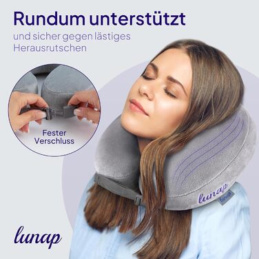 Подушка для шиї Travel Pillow Roundy O сірого кольору | Подушка для подорожей в літак, авто | Memory Foam, дихаюча тканина, знімна наволочка