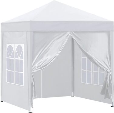 CLIPOP Pop Up Gazebo 3 x 3 m, Outdoor Folding Gazebo with 4 Side Walls and Carry Bag, UV Protection Garden Gazebo for Wedding, Outdoor, Camping, Beach (White)
