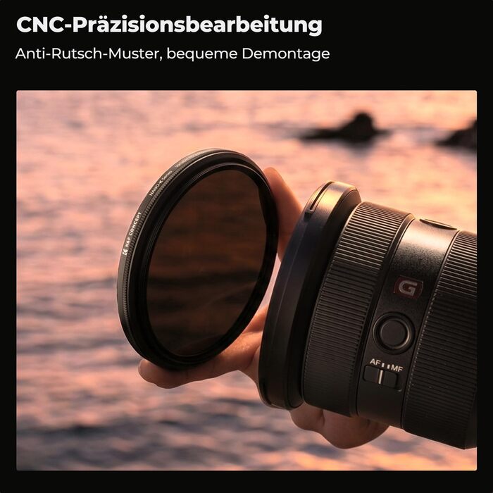 ND фільтр змінної щільності K&F Concept 72мм ND2-ND400 (1-9 ступенів) з серією Nano-Klear для ландшафтної фотографії + 3 серветки для чищення