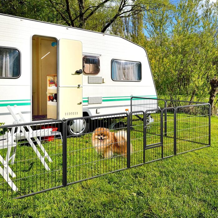 Металевий вольєр для собак та котів Costway, 80 см, 8-секційний, з дверцятами, для собак, котів, кроликів, чорний