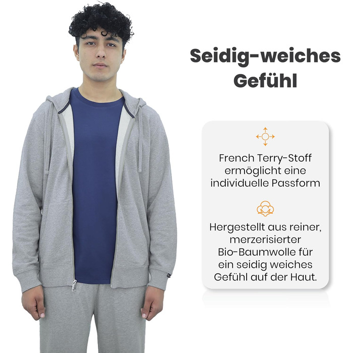 Зіп-худі SoftSpun унісекс, 100% бавовна, колір Heather Grey, розмір S