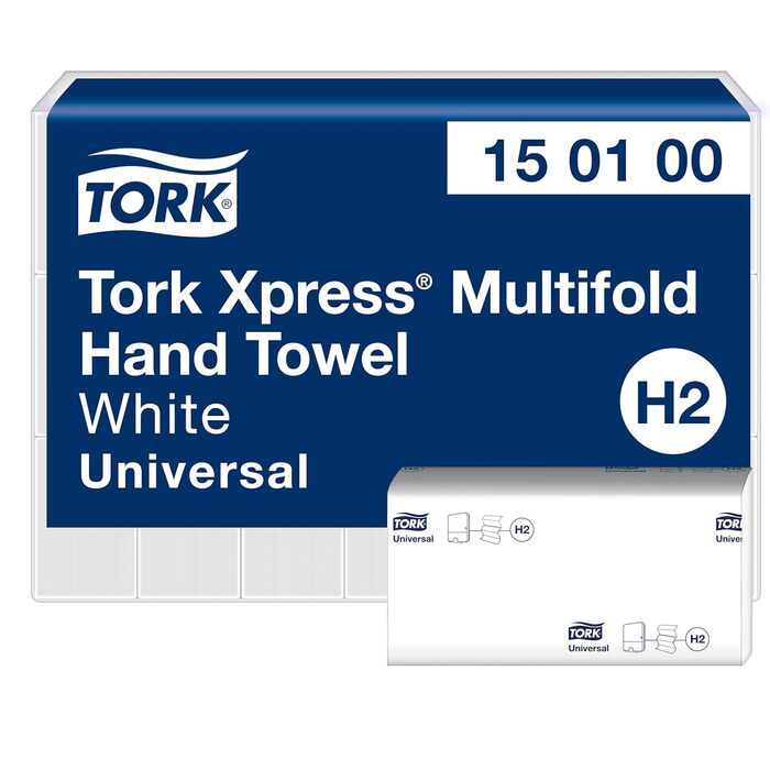 Tork Xpress Table Dispenser for Multifold Paper Towels 552200, Elevation Design - H2 Table Paper Towel Dispenser for Folded Towels, single sheet dispensing, compact design, white, 21.8 x 32.3 x 11.6 cm (Black, Bundle with Towels)