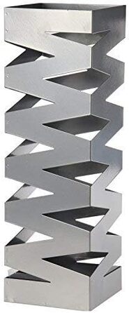 Metal Silver Umbrella Stand - Square Design, 15.5x15.5x49 cm