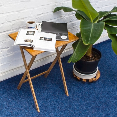 Relaxdays Folding Side Table Bamboo
