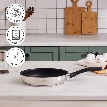 Набір кухонного посуду Karaca Biogranit Blackgold 12 предметів | Покриття з антипригарним ефектом | Стійкий до подряпин | Здоровий та екологічний | Енергоефективний | Елегантний дизайн | Легко миється (24 см, Сірий)